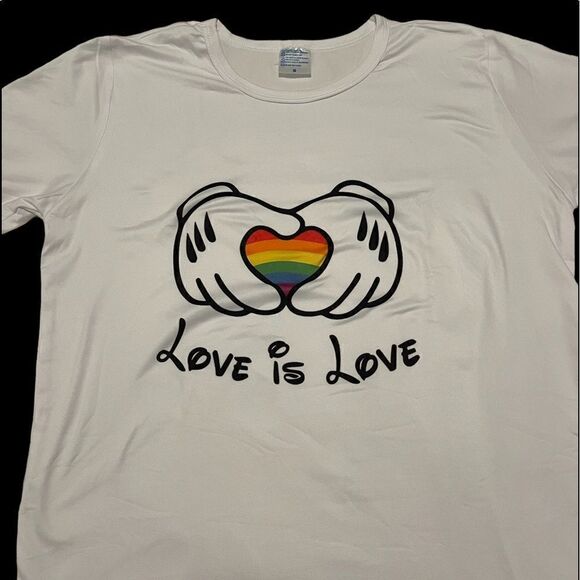 ⭐️ Brand New Small White Pride Love Is Love  Printed T-shirt Women - Picture 2 of 6